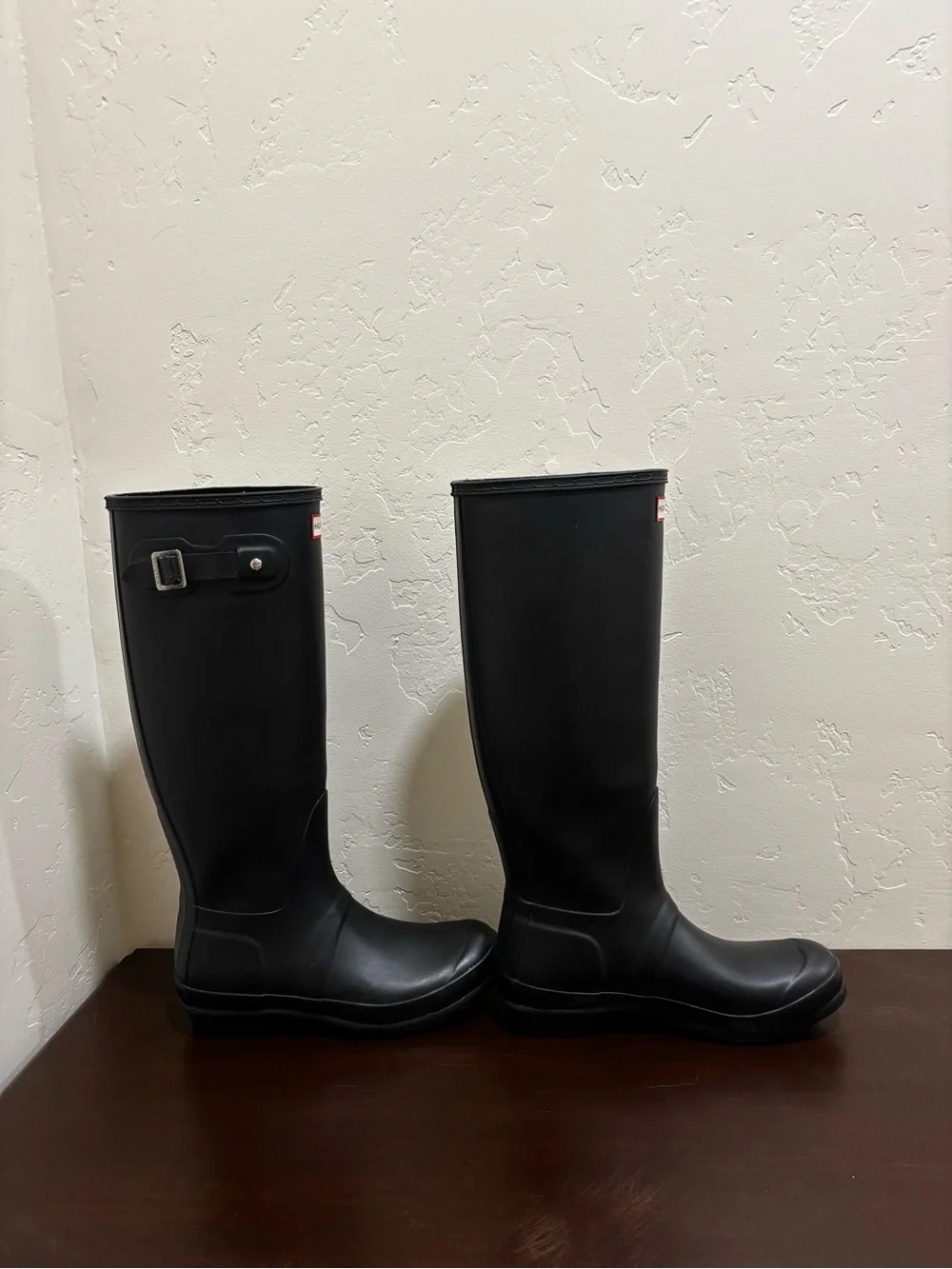 Hunter Black Tall Gloss Rain Boots with Logo